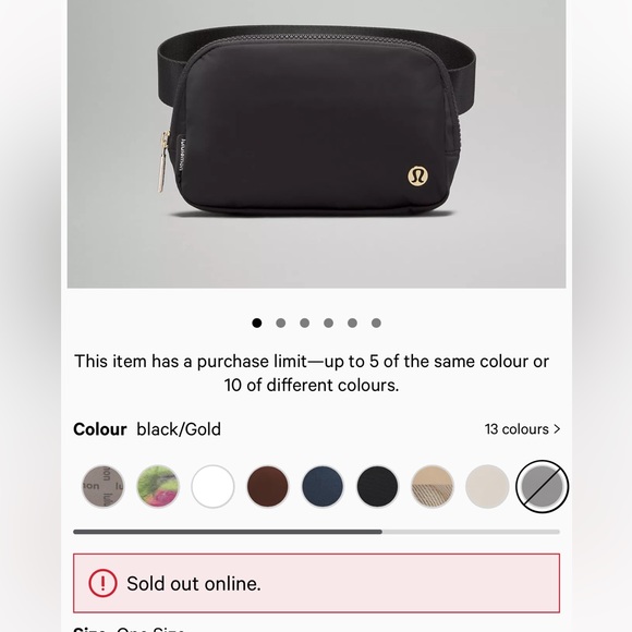 NWT Black / GOLD Lululemon Everywhere Belt bag 1L original size GOLD metal logo - Picture 3 of 15